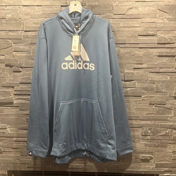 Adidas Moisture absorbing AEROREADY Poolover Hoodie w/Large Graphic Logo sz 2XLT - Picture 5 of 7